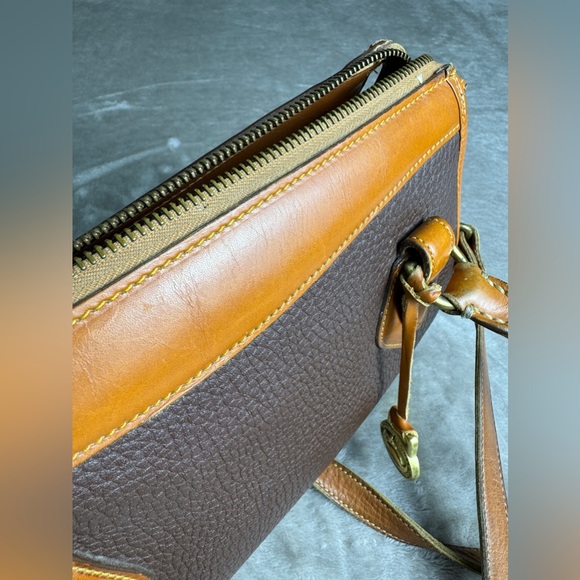 Vintage Dooney & Bourke Bag Purse Brown Tan All Weather Leather Boston Satchel - Picture 12 of 14